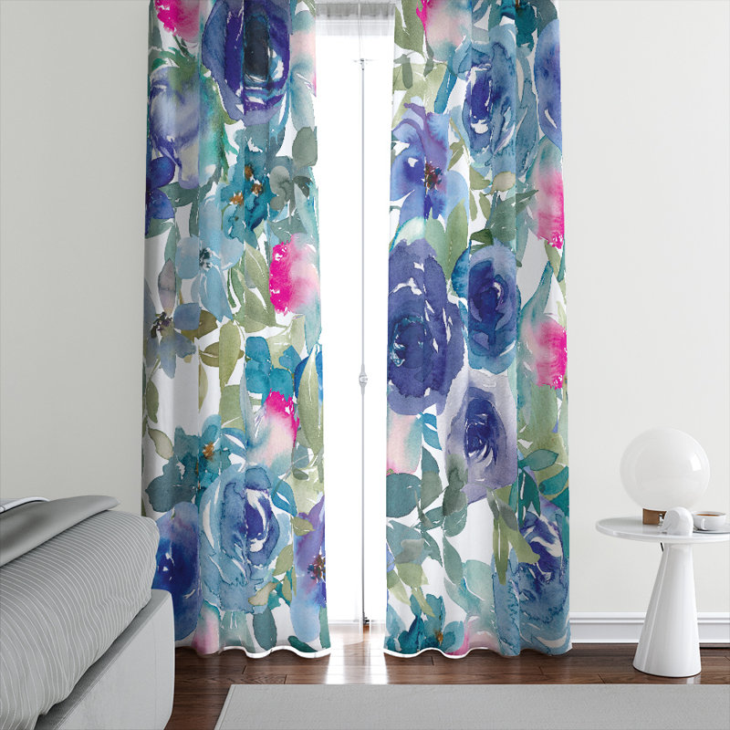 Panneau de rideau floral semi-transparent, L 20 po x L 61 po