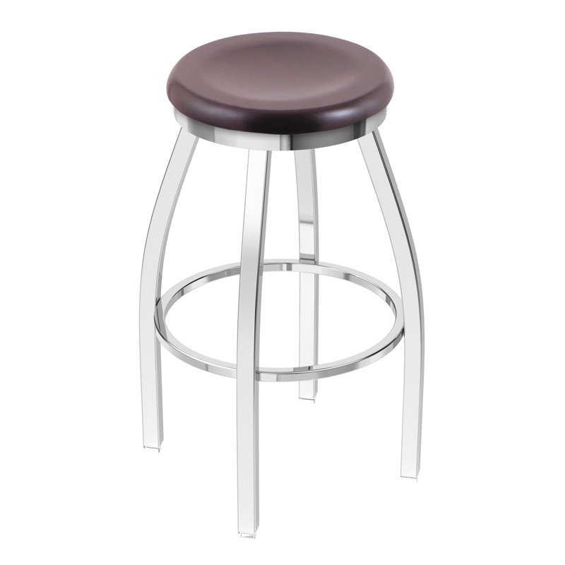 802 Misha Swivel Bar Stool, Dark Cherry Maple, Chrome, Counter Stool (25” Seat Height)