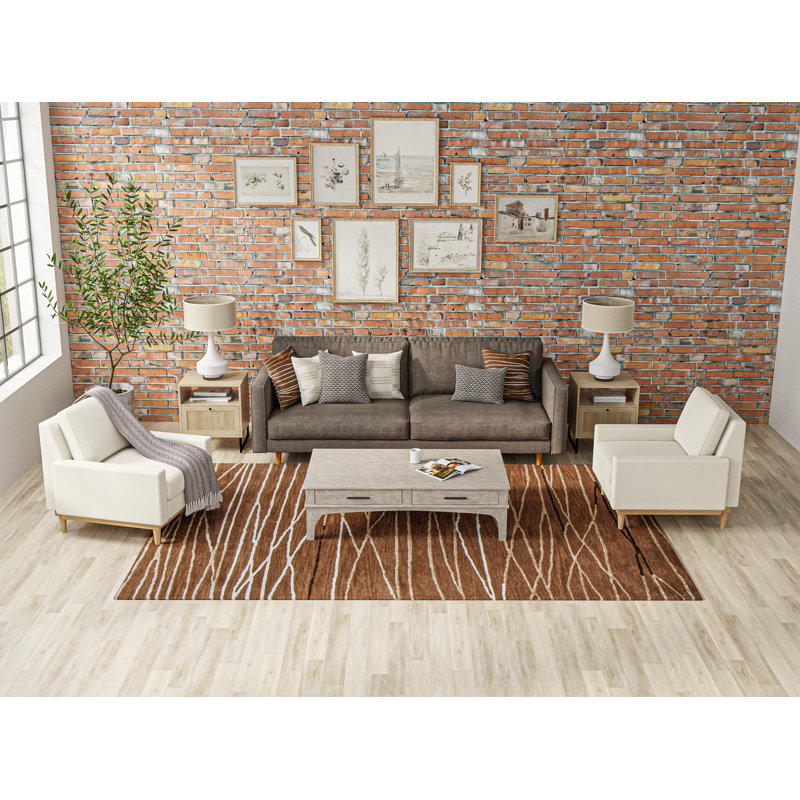 Greenwich Brown and Gray Wool Viscose Rectangular Area Rug