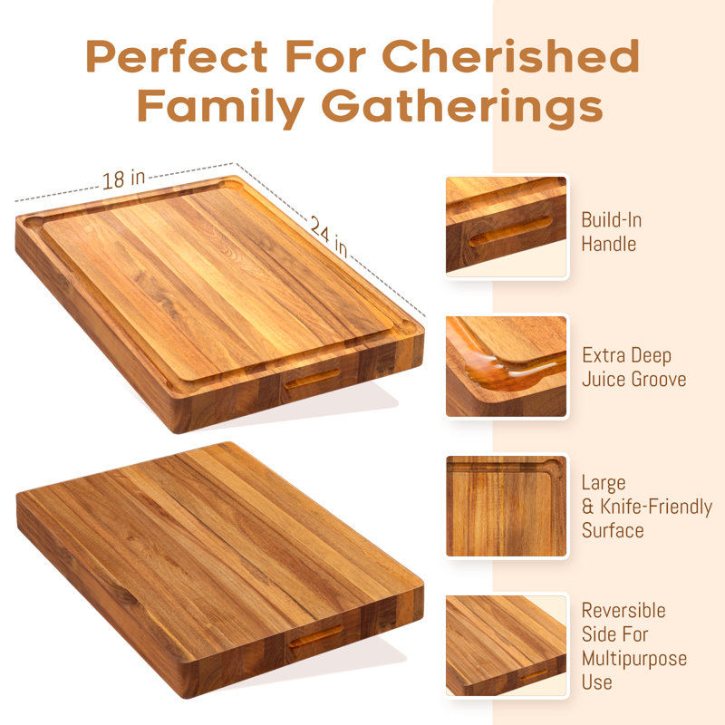 Anders Refined Edge Grain Acacia Cutting Board, 15" L x 20" W 