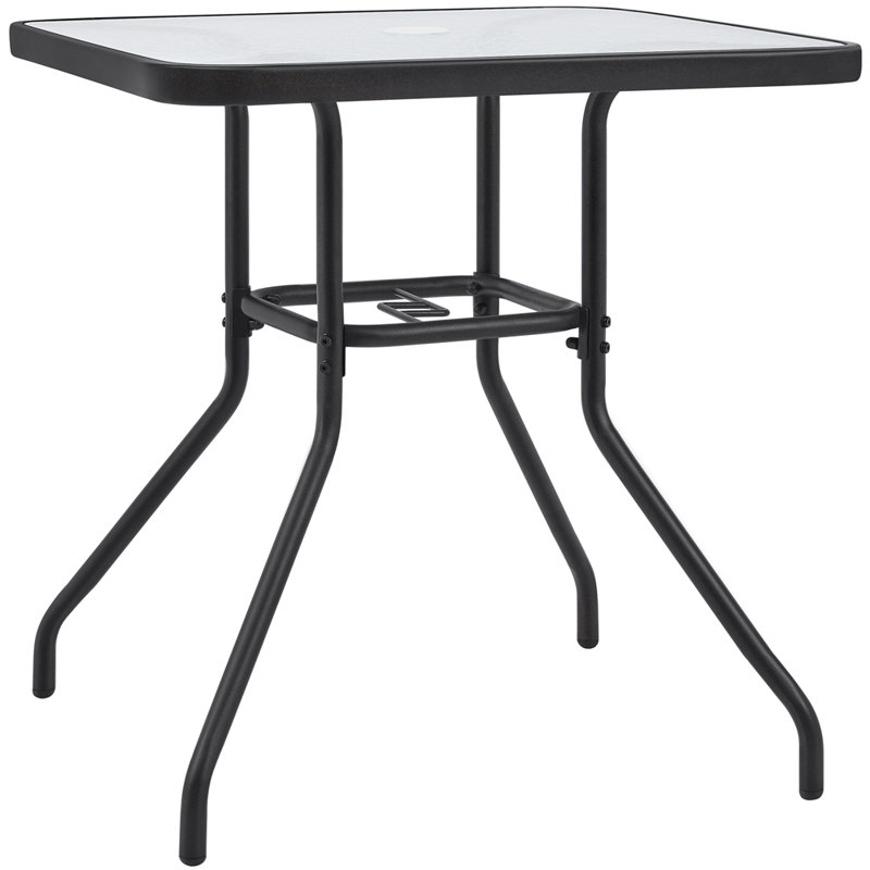 Square Metal Outdoor Dining Table With Umbrella Hole , 70cm W x 70cm D