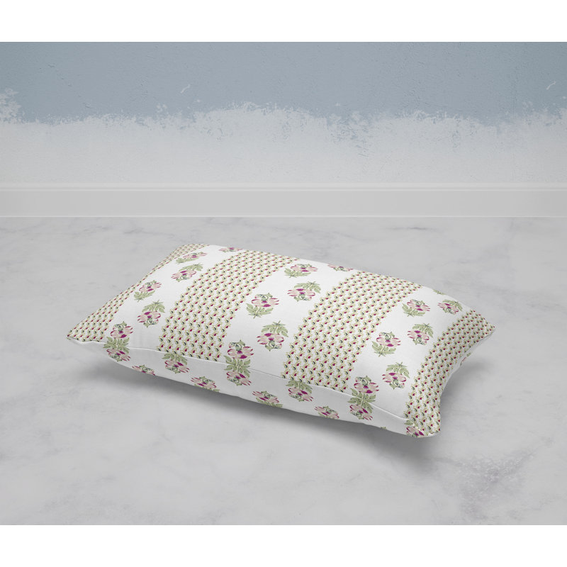 Anemone Artistry  Rectangular Throw Pillow, White/Green/Yellow
