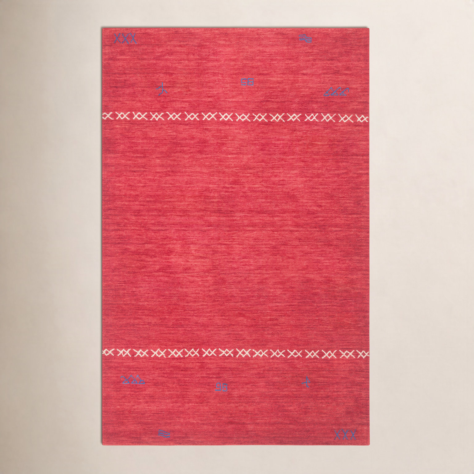 Santiago Red Handmade Wool Geometric Rug, Rectangle 3' x 5'