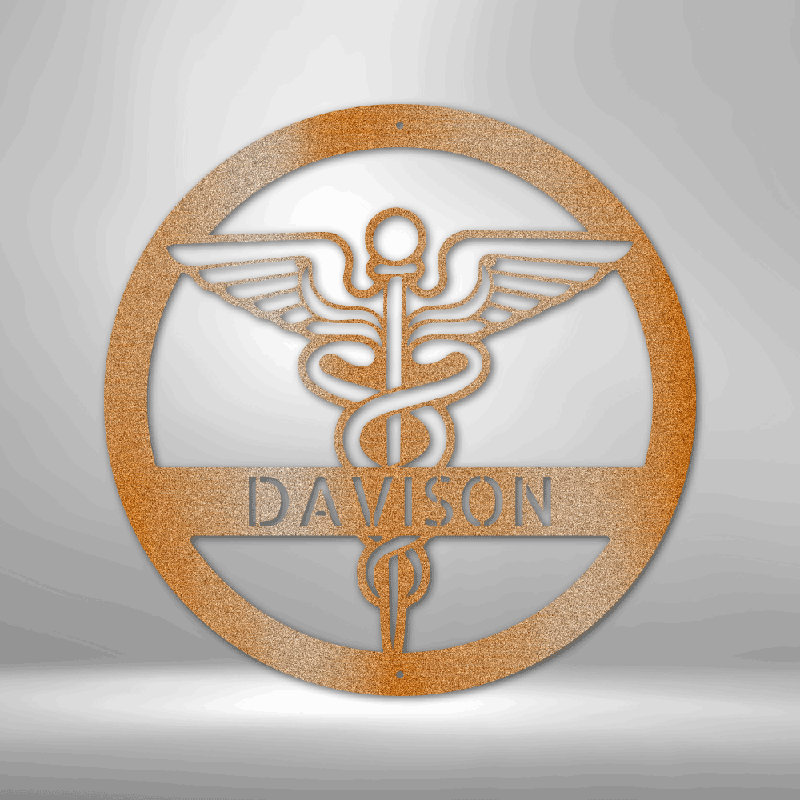 Monogramme d'infirmière personnalisé, H 34,25 po x l 35,5 po x P 0,5 po, Oui, Cuivre