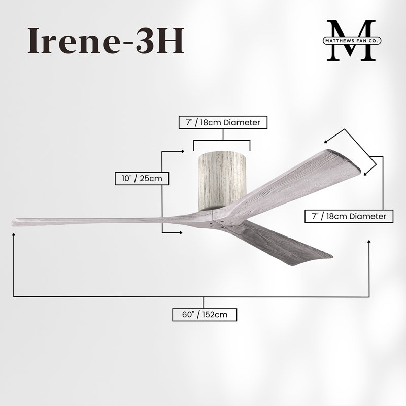 Ventilateur de plafond à 3 pales Olivier, Ton bois de grange, Ton bois de grange, 60"