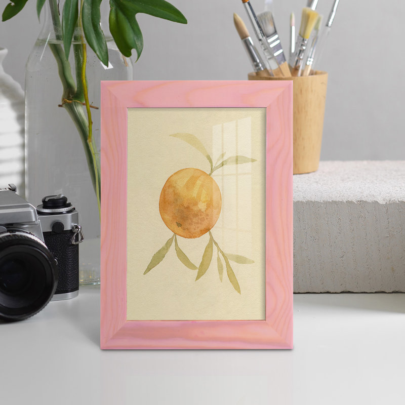 «Dappled Oranges II» - reproduction d'un seul cadre photo, H 6 po x l 4 po x P 1 po, Encadré rose