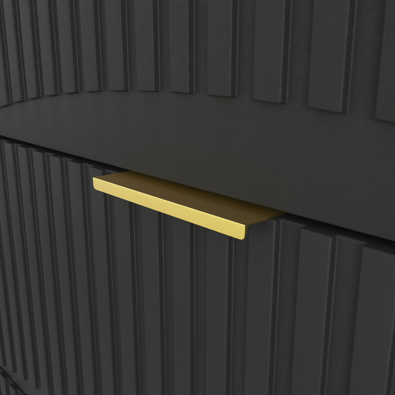 Commode moderne à 6 tiroirs avec motif ondulé avec un style minimaliste et une fabrication durable, Noir