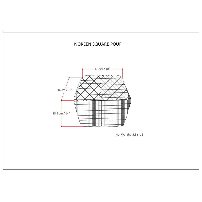 Noreen Light Blue and White Handloom Woven Square Pouf