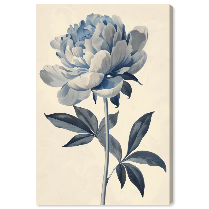 Delicate Blue Flower Minimalistic Botanical Canvas Wall Art, 20" x 30"