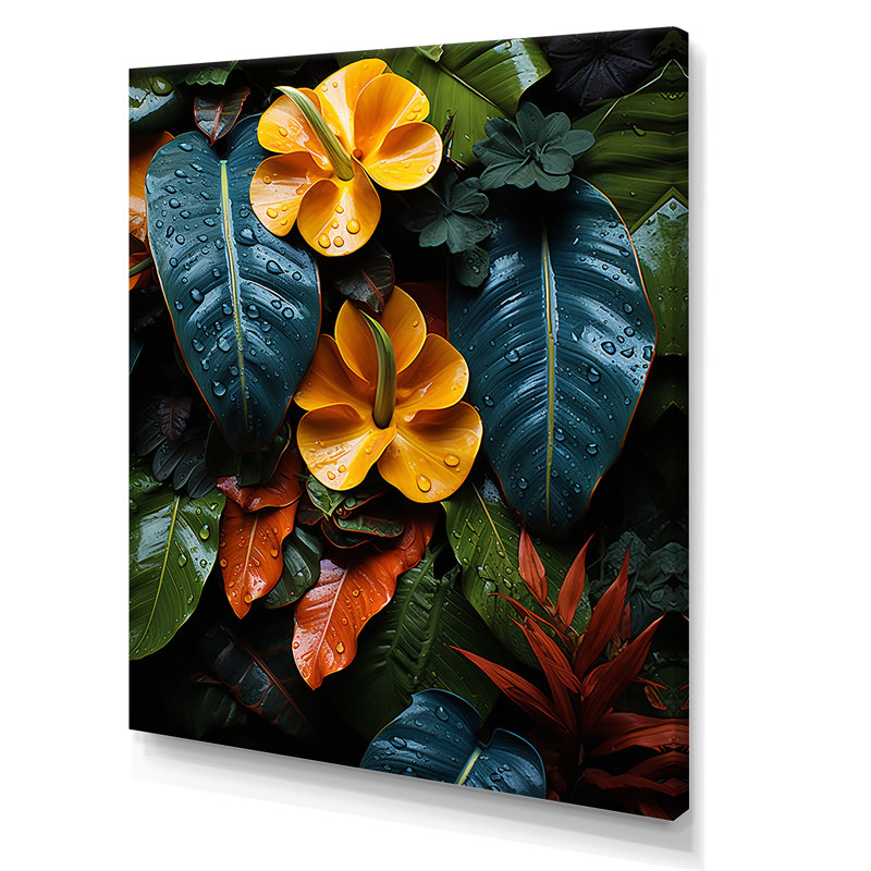 Plantes botaniques exotiques sur toile, H 20 po x l 12 po x P 1 po, Toile tendue