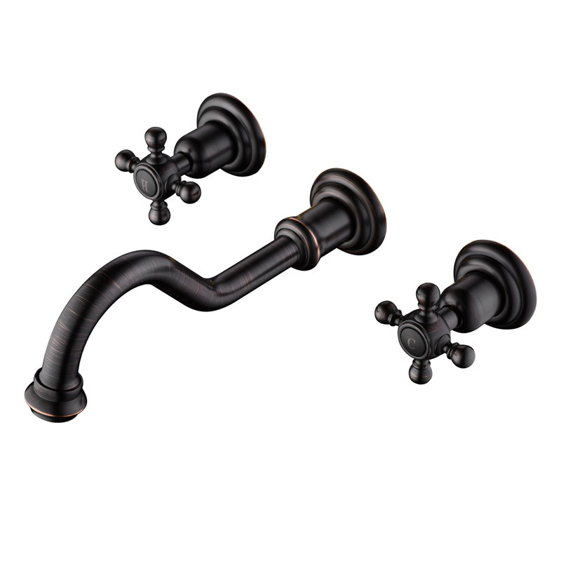 Sumerain Traditional Wall-Mount Bathroom Sink Faucet,Two-Handle Bathroom Faucet with 360° Swivel Spout, Oil Rubbed Bronze