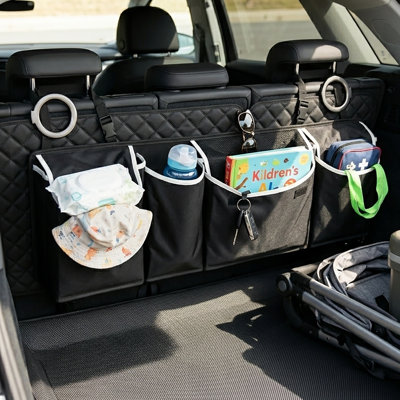 Organisateur de coffre de voiture imperméable avec 4 poches de rangement divisées