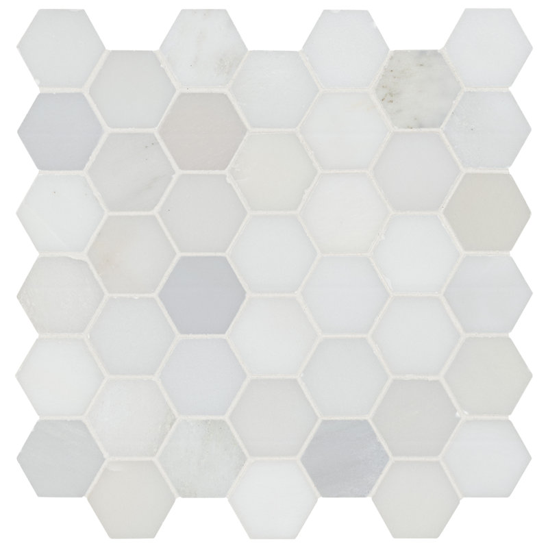 Hexagon 12 in. x 12 in. Polished Marble Mosaic Floor and Wall Tile