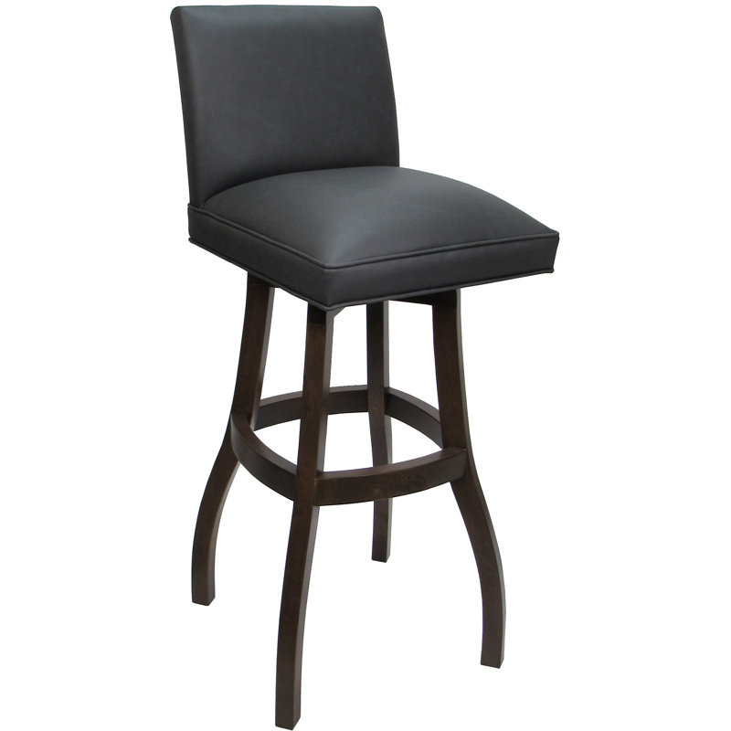 Swivel Wood Extra Tall Bar Stool On S-base, Gray, Dark Walnut, Bar Stool (34" Seat Height)