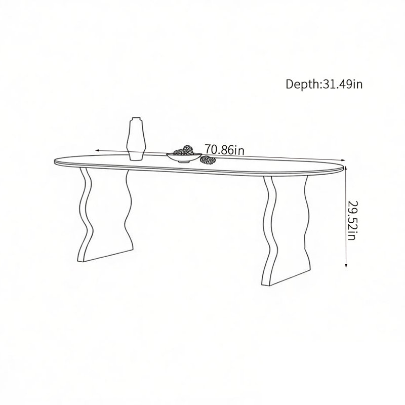 Table de salle à manger française rétro, 29.52"H x 70.86"L x 31.49"W