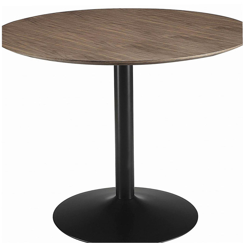 Brown and Black Round Dining Table