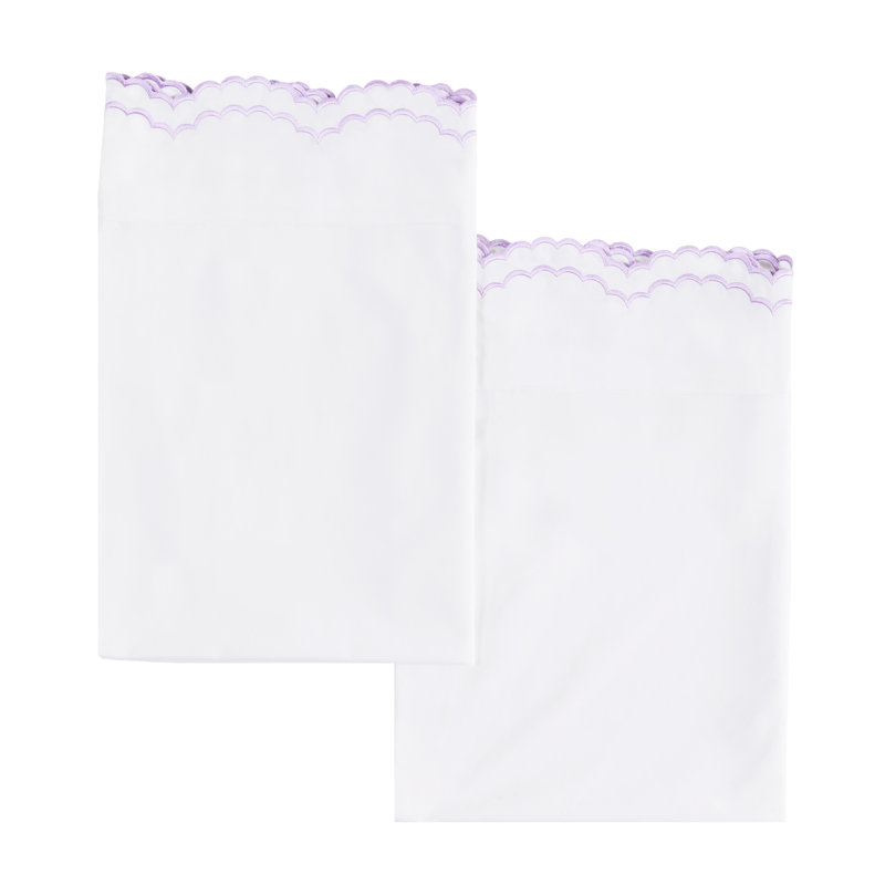 Bartlow 300 Thread Count 100% Cotton Pillowcase, Standard Pillowcase, Lilac/ White