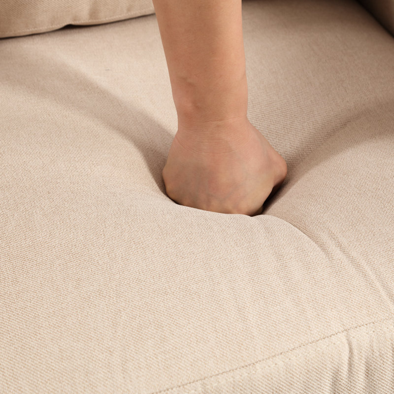 Surdimensionné en lin kaki de 3 po - salon moderne avec coussins de dossier et de siège moelleux avec sièges profonds de style moderne, construction, deux ports de charge