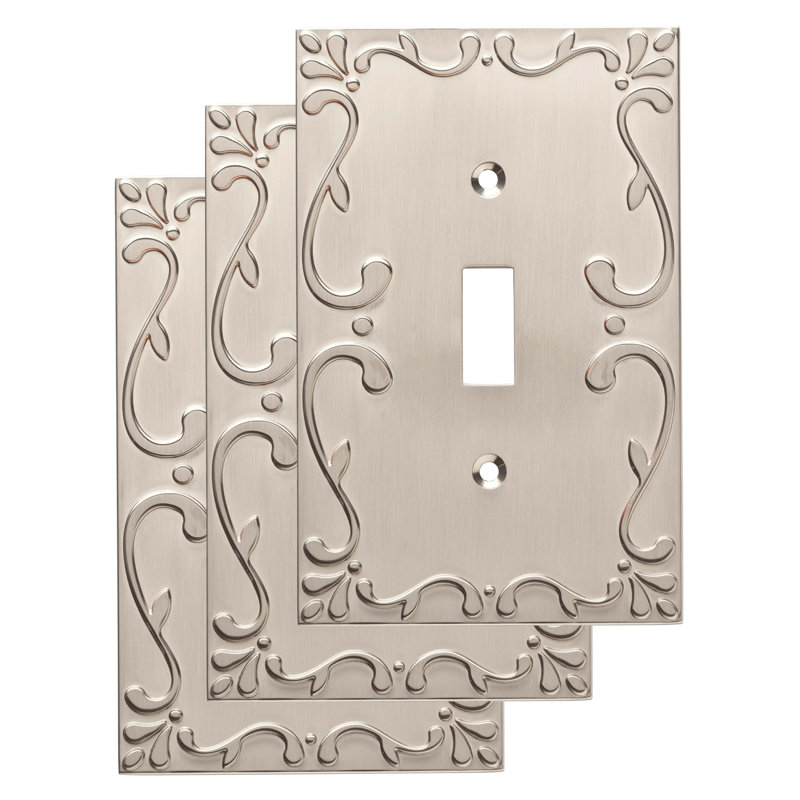 Plaque murale d'interrupteur à bascule Classic Lace, Nickel brossé