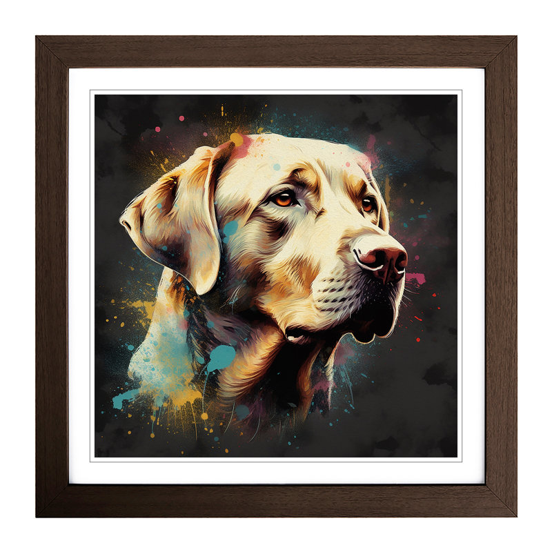 Labrador Retriever Conceptual Art No.2 1 Piece Single Picture Frame Wall Art, Walnut