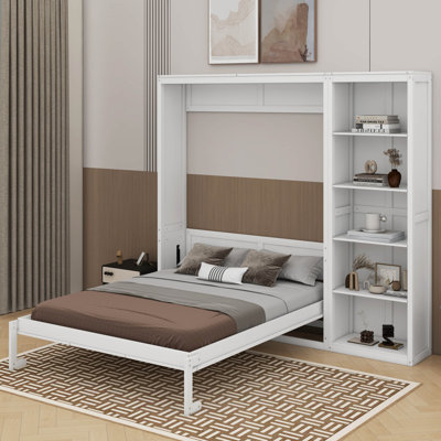 Grand lit escamotable avec tablettes