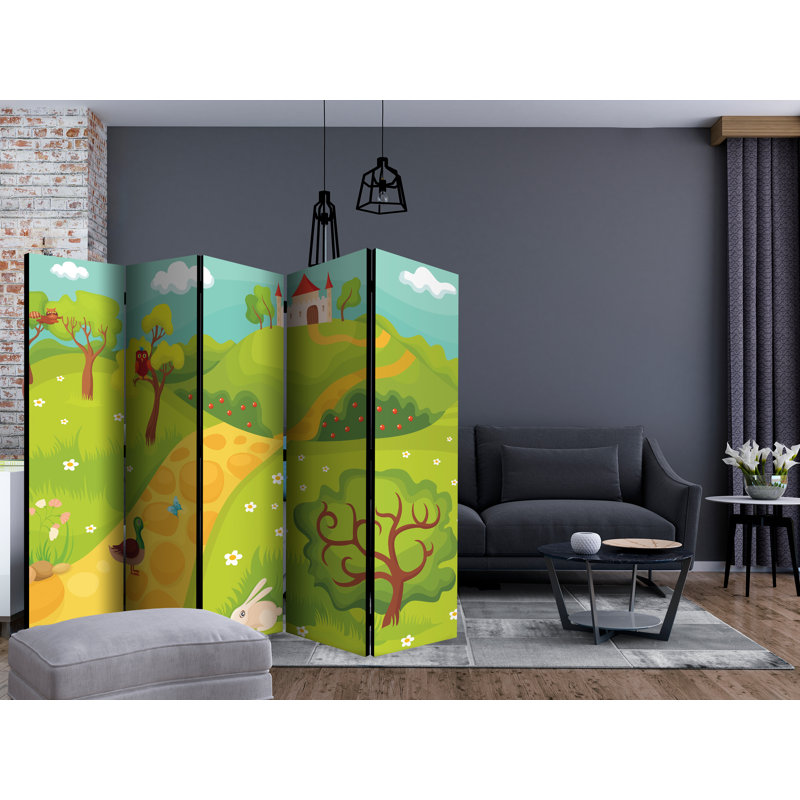 Graceville 225cm W x 172cm H 5 - Panel Solid Wood Folding Room Divider