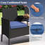 Patio Loveseat With Built-in Table Soft Cushions & Tempered Glass Tabletop