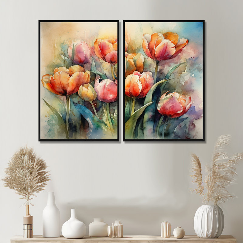 Ristau - Tulipe, grandes impressions sur toile, Black, 36" H x 48" W, Impression encadrée flottante