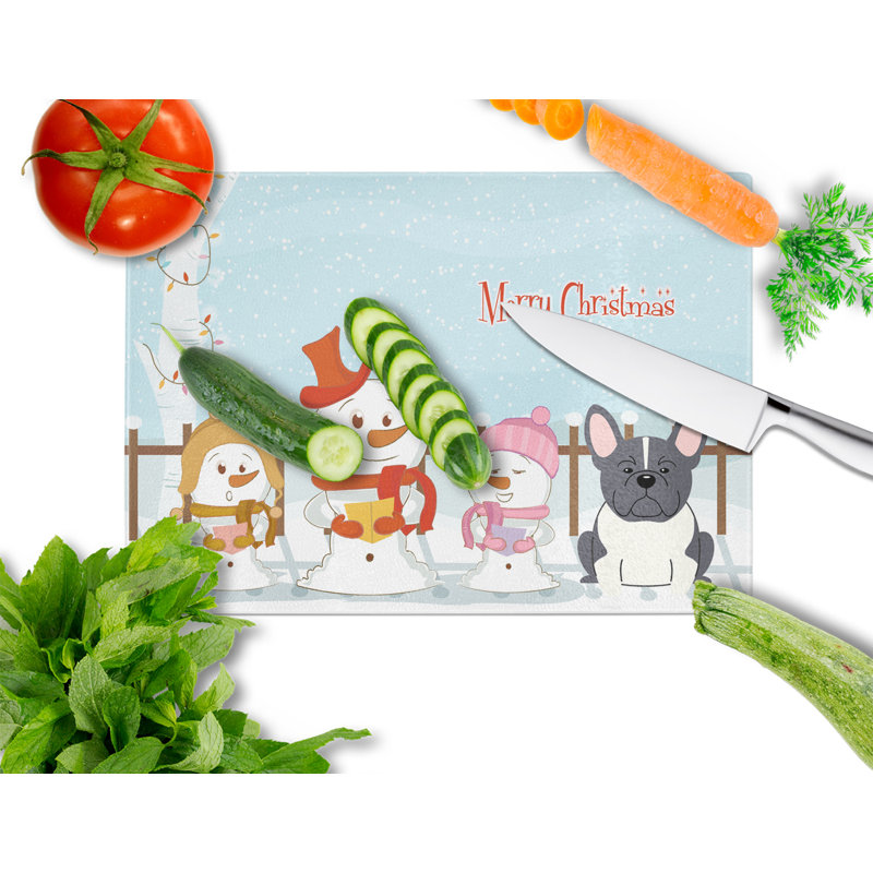 Carollynn Glass French Bulldog Cutting Board, Black/White