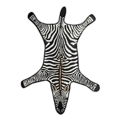 Tapis noir tissé à la machine Zebra