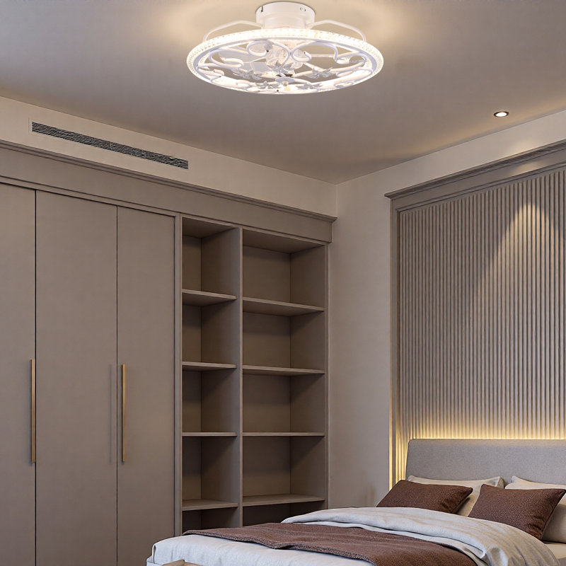  Ventilateur de plafond décoratif de 20 po avec anneau lumineux à DEL, télécommande, moteur réversible et éclairage 3 couleurs à intensité variable, idéal pour la chambre à coucher, le salon ou la salle d'étude