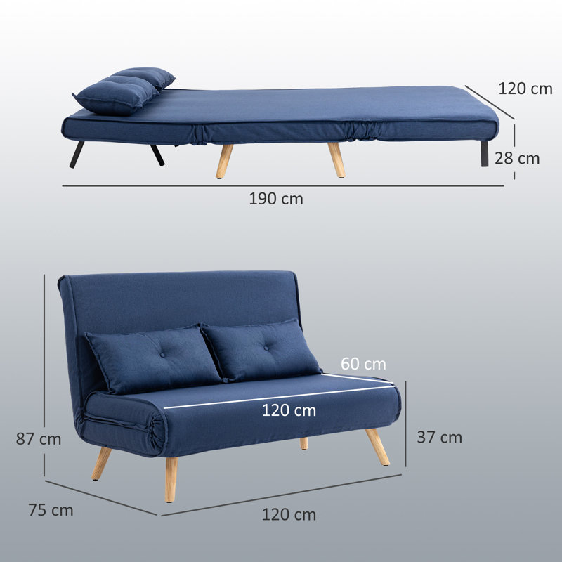 120Cm Sofa Bed, Dark Blue