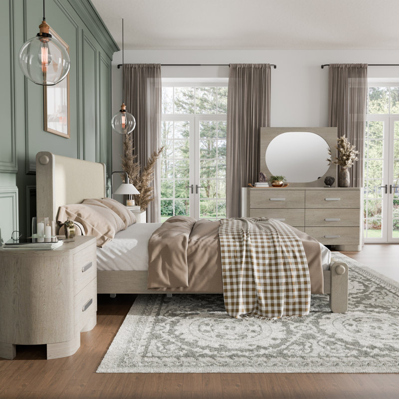 Gomez Linscott Bedroom Set, 5 Pcs: Bed, 2 Nightstands, Dresser, Mirror, Queen