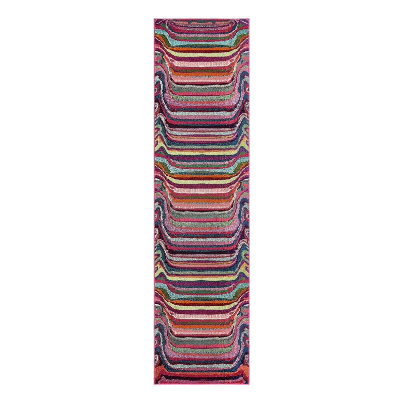 Tapis mauve / rose abstrait Jaclyn, Tapis de couloir 2 pi 7 po x 10 pi