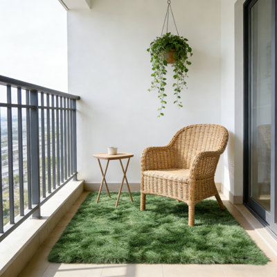 Tapis à poils longs pour le salon, tapis moelleux de 5 pi x 7 pi pour la chambre à coucher, la chambre de bébé, la décoration de chambre d'enfant, vert foncé teinté dans la masse
