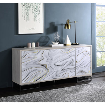 Console avec finition et rails en marbre blanc - Rangement spacieux pour les espaces de vie Peinture moderne et mise à niveau de l'espace
