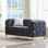Canapé en velours de luxe 61,25 pouces avec boutons capitonnés Chesterfield avec 2 coussins et pieds en métal