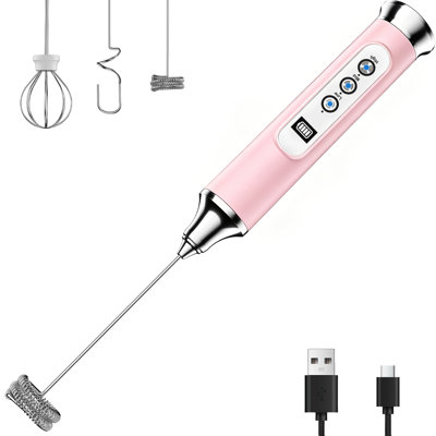 Waterproof Handheld Milk Frother Pink