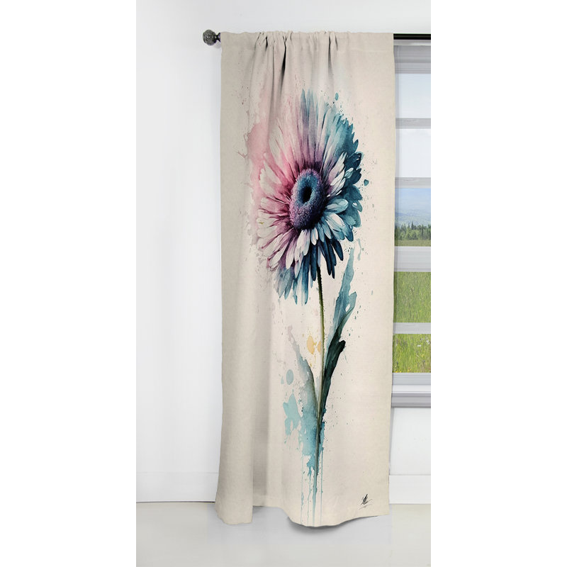 Tamia - Rideau Gerbera - Rideau occultant à motif floral - 1 panneau, L 52 po x L 95 po