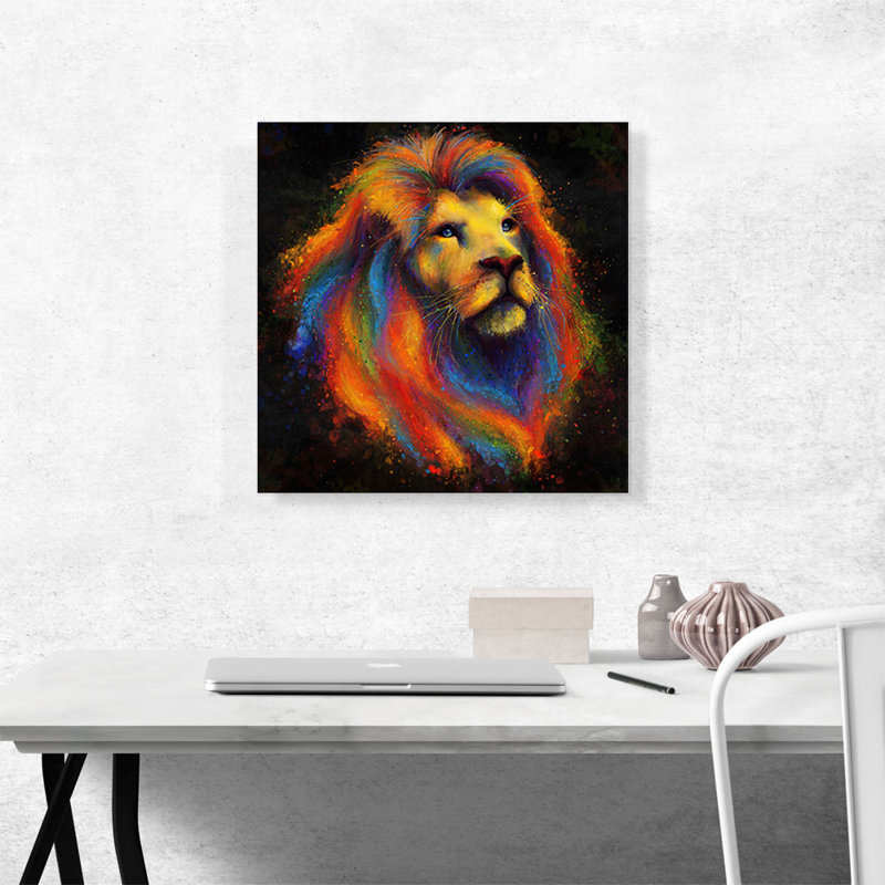 Lion, chat, Afrique, roi de la jungle, impression sur toile tendue, H 18 po x l 18 po x P 0,75 po