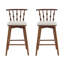 Tabouret de bar d'intérieur en bois Doria, finition noyer avec revêtement beige, ensemble de 2-517245195