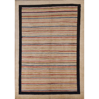 Striped Gabbeh  Oriental Area Rug 5x6