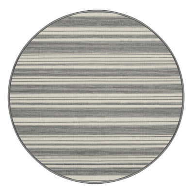 Washable Light Gray White Striped Area Rug