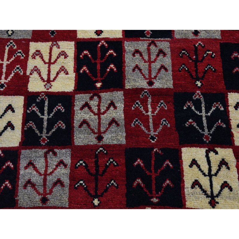 Tapis oriental en laine pure noué à la main 3 pi 7 po x 5 pi 7 po rouge Gabbeh nouveau avec motif de dames de jardin 831524A6CD6E406C9CF6B0B68F922B44