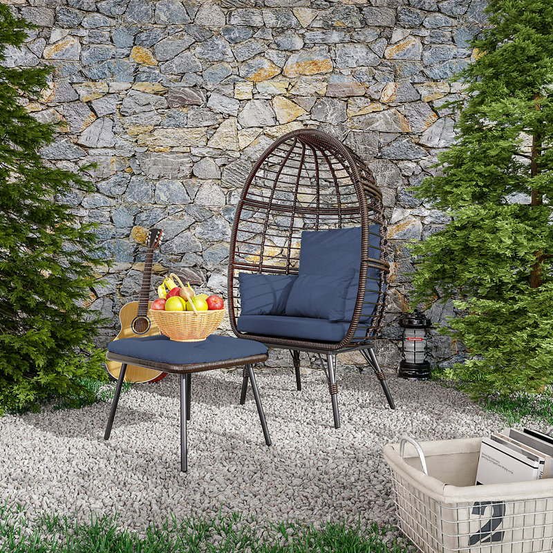Fauteuil en osier pour l'extérieur et l'intérieur Wicker, Bleu