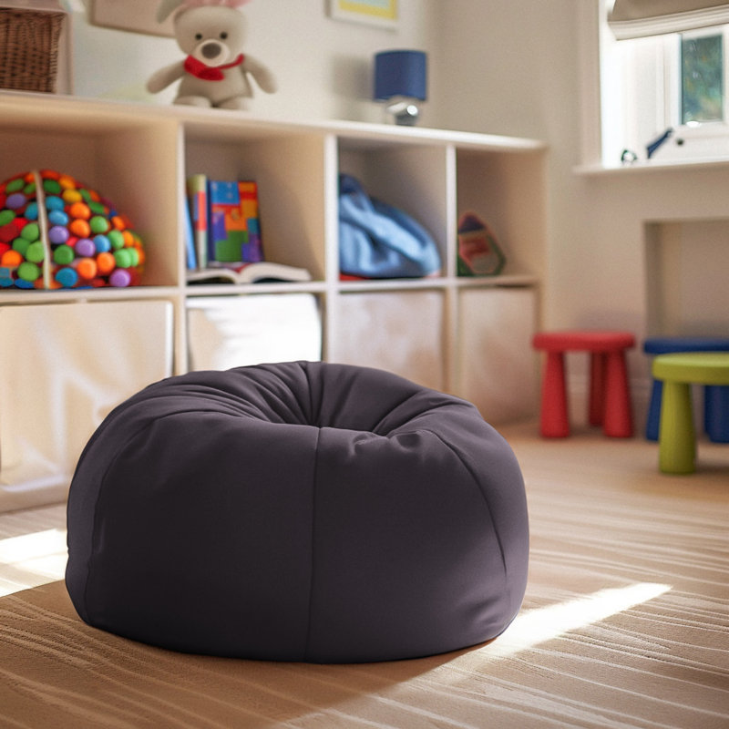 Classic Refillable Cotton Bean Bag Chair, Gray Cotton Twill, Small