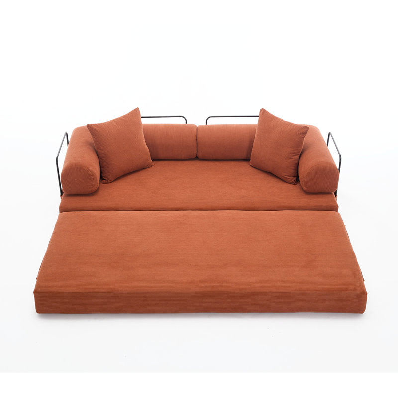 Canapé-lit pliant convertible de 78,5 po, canapé convertible bricolage 4-en-1, 3 places, canapé-lit pliant, très grand lit, appartement, velours côtelé