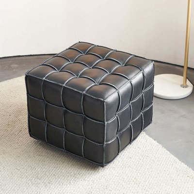 Square Velvet Upholstered Ottoman With Storage Space, Hidden Support Hinges With Easy To Open Top, Rivets Trim Around (Light Blue)
