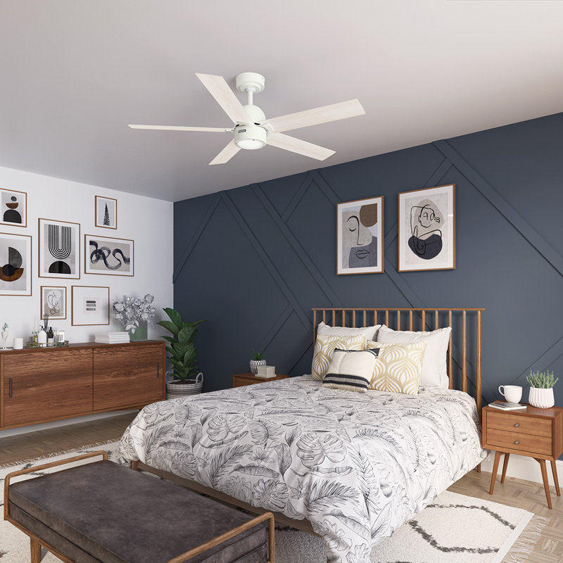 Erling 52" White Wood Ceiling Fan with Light and Remote