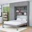 Lit escamotable en bois avec armoire, armoire, tablettes et tiroirs-495389362